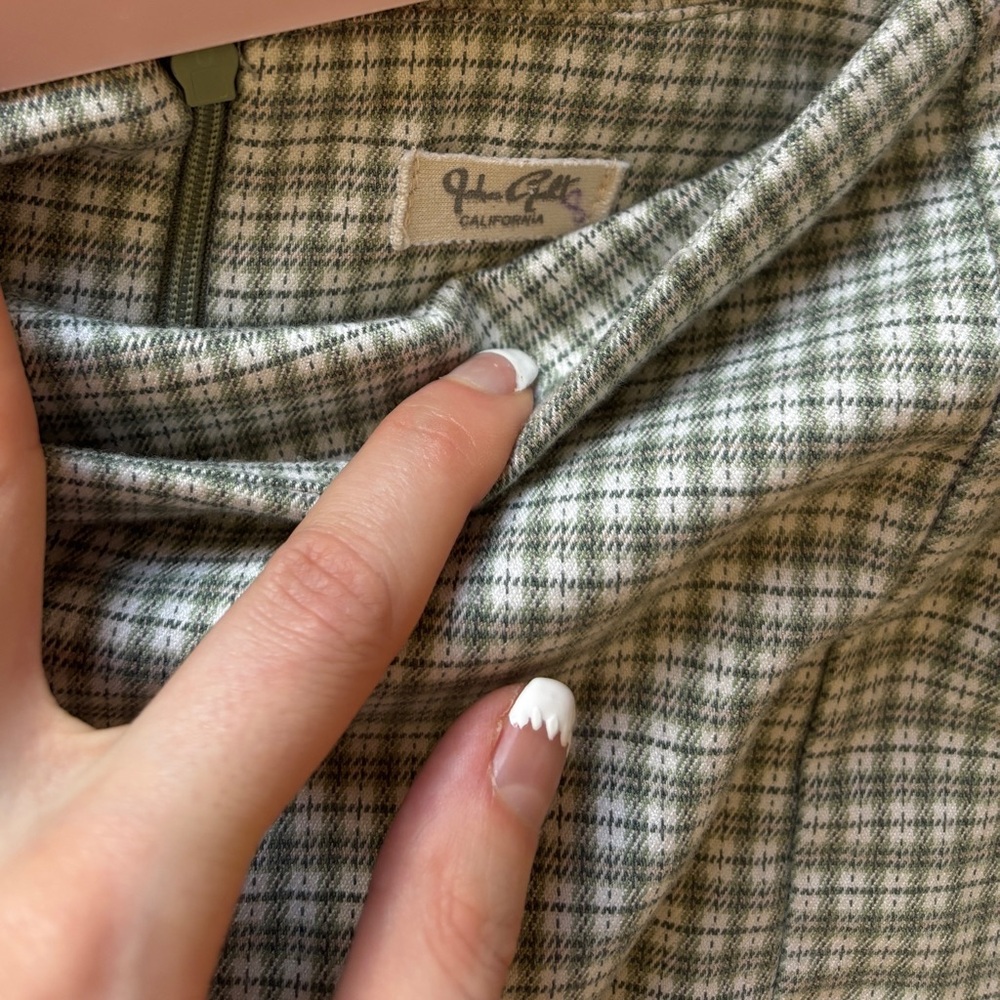 John Galt Brandy Melville Plaid Sage Green Mini Skirt - Picture 3 of 3